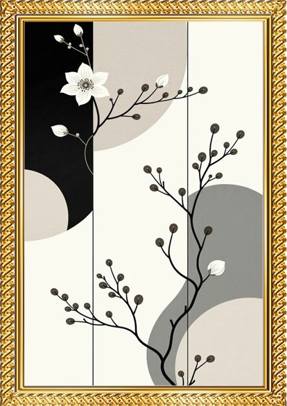 premium a4 modern abstract wall art frame set of 3 – contemporary geometric, landscape & botanical decor