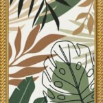 premium botanical abstract wall frame set of 3 – a4 wooden & glass wall art for living room decor