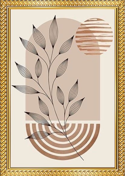 modern botanical abstract wall art frame set of 3 – premium a4 wooden & glass wall decor