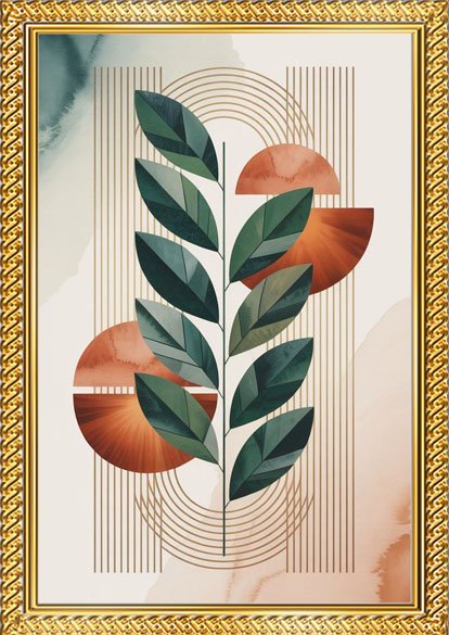 modern botanical abstract wall art frame set of 3 – premium a4 wooden & glass wall decor