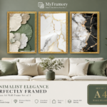 modern botanical & marble wall art set of 3 premium a4 frames – luxury minimalist home decor