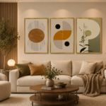 modern geometric botanical wall art frame set of 3 – premium a4 wooden glass frames