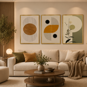 modern geometric botanical wall art frame set of 3 – premium a4 wooden glass frames