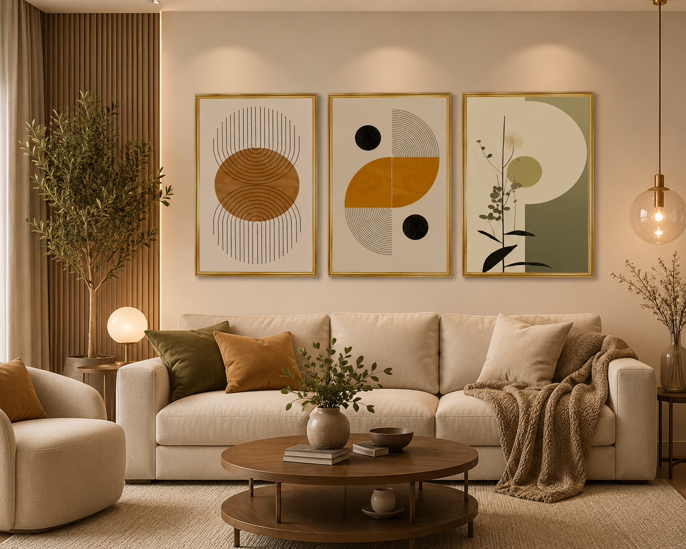 modern geometric botanical wall art frame set of 3 – premium a4 wooden glass frames