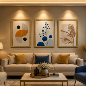 modern botanical & geometric wall art set of 3 – premium a4 framed wall decor | myframory