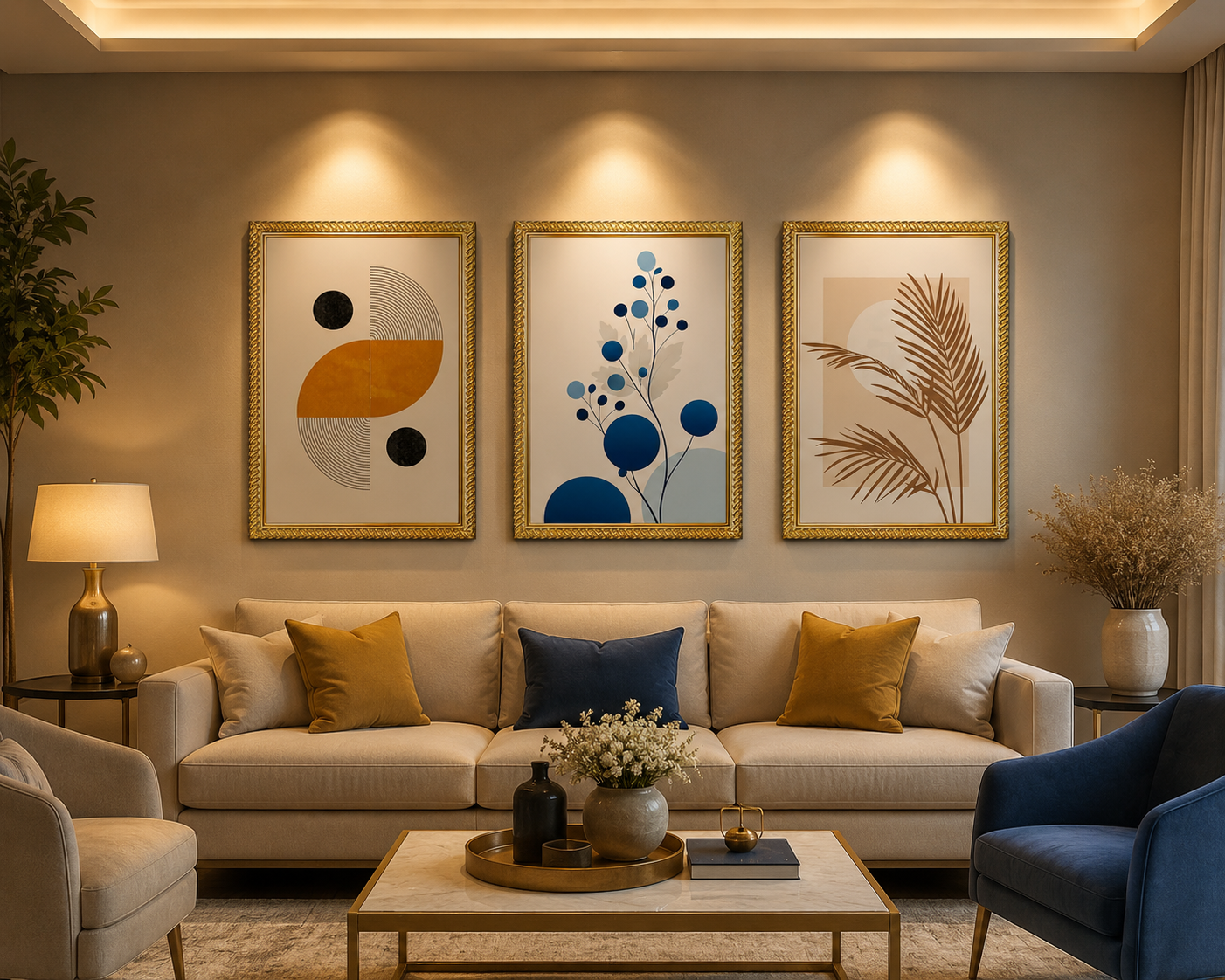modern botanical & geometric wall art set of 3 – premium a4 framed wall decor | myframory