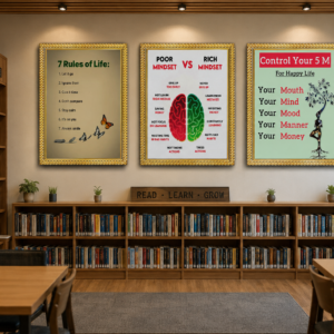 motivational success quotes wall frame set of 3 – premium a4 inspirational library & study room decor
