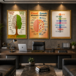 growth mindset office wall art set – premium a4 motivational frame trio for workplace & study room