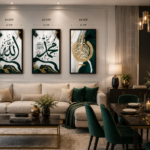 Premium Allah Muhammad ﷺ Ayatul Kursi Islamic 3 Piece Wall Frame Set in Black Wooden Frames