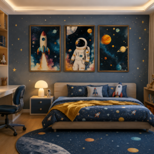 Space Adventure Kids Wall Art Set of 3 | Canvas Prints | MyFramory