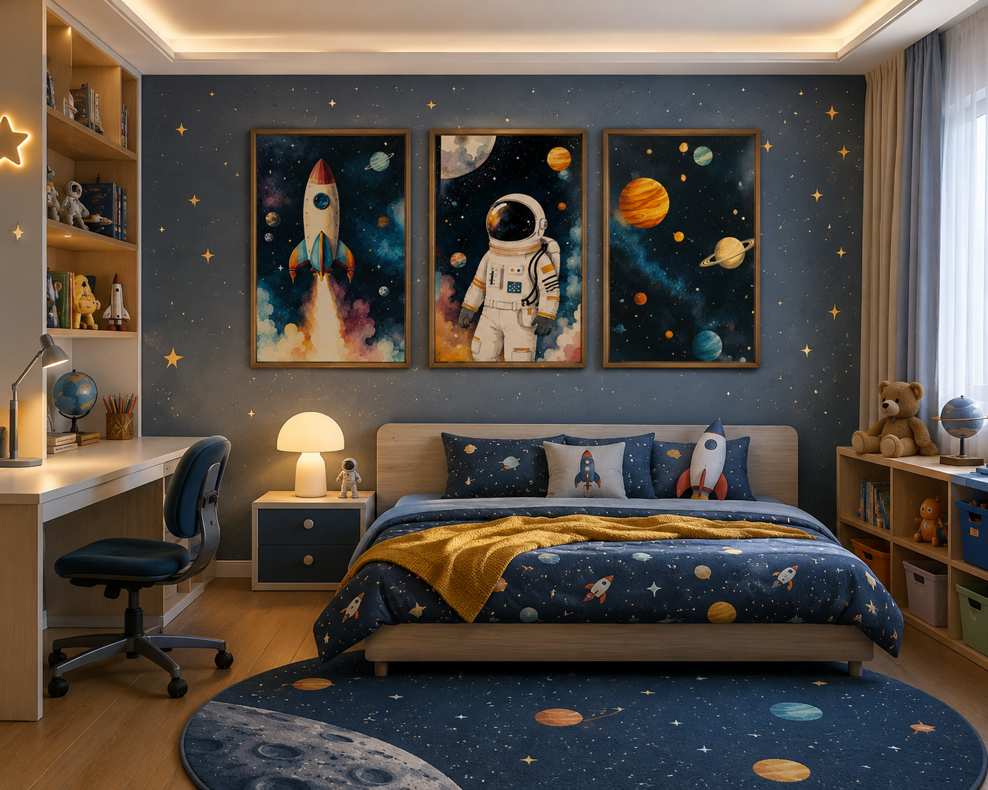 Space Adventure Kids Wall Art Set of 3 | Canvas Prints | MyFramory