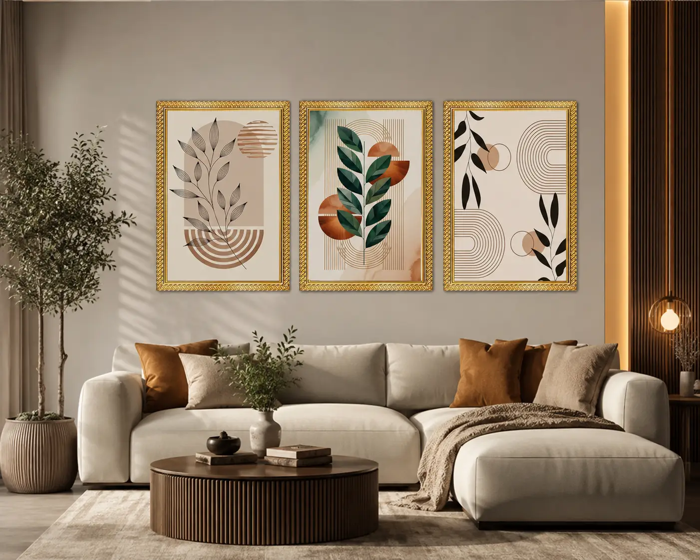 myframory modern botanical abstract wall art frame set of 3