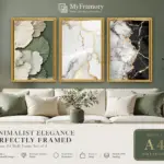myframory modern botanical & marble wall art set of 3 premium a4 frame